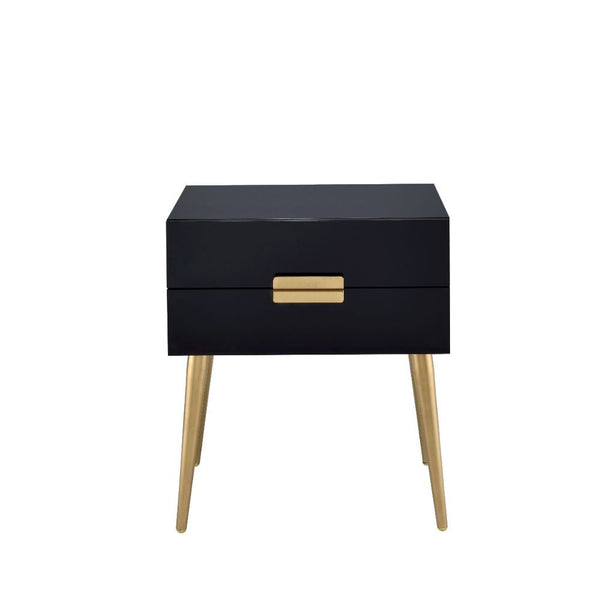  accented by a matching gold drawer pull. This table is perfect addition to any living room