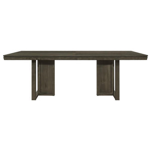  adds a touch of elegance to any space. The table-'s simple trestle base design brings a modern touch