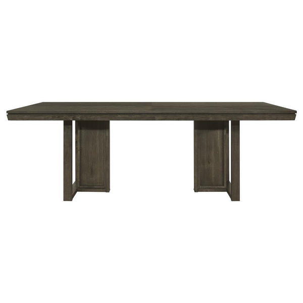 adds a touch of elegance to any space. The table-'s simple trestle base design brings a modern touch