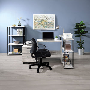  providing two open storage compartments for book or file organization. An elegant all wood des