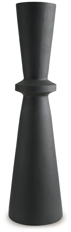 Crafted with contemporary spaces in mind, this black-hued vase is a versatile addition to your decor. Its hourglass shape and textured pattern make for an eye-catching standalone piece. Chic in an office corner or greeting guests in the entryway, this vas
