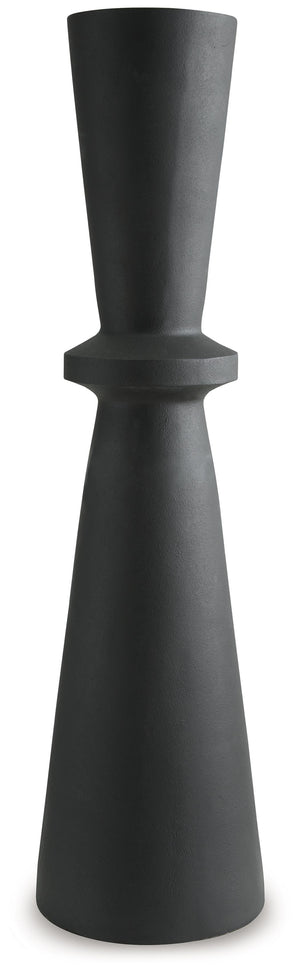Crafted with contemporary spaces in mind, this black-hued vase is a versatile addition to your decor. Its hourglass shape and textured pattern make for an eye-catching standalone piece. Chic in an office corner or greeting guests in the entryway, this vas