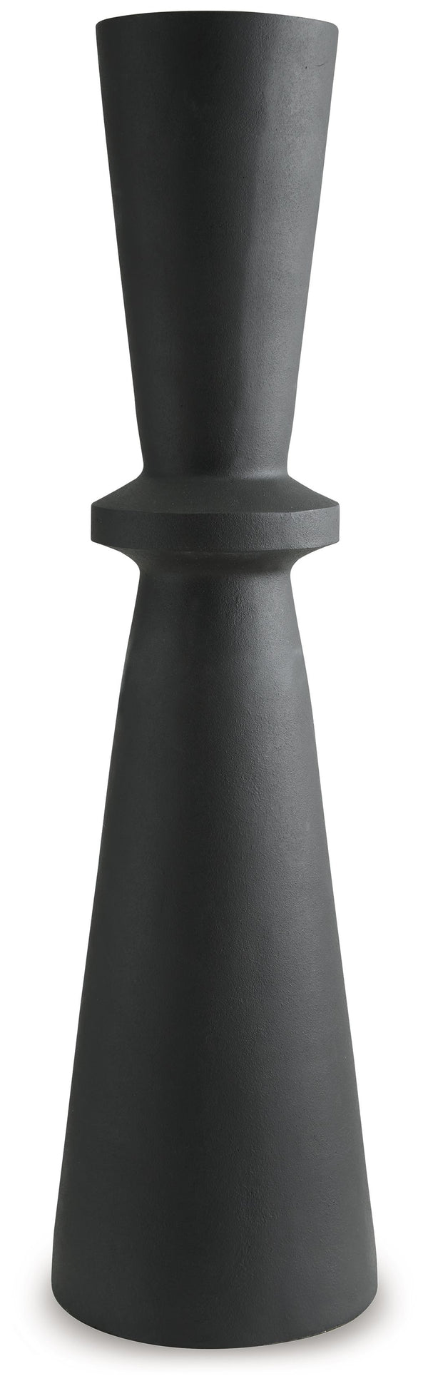 Crafted with contemporary spaces in mind, this black-hued vase is a versatile addition to your decor. Its hourglass shape and textured pattern make for an eye-catching standalone piece. Chic in an office corner or greeting guests in the entryway, this vas