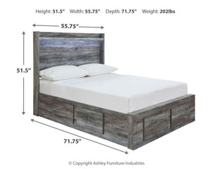 Baystorm - Gray - Full Panel Bed With 4 Storage Drawers