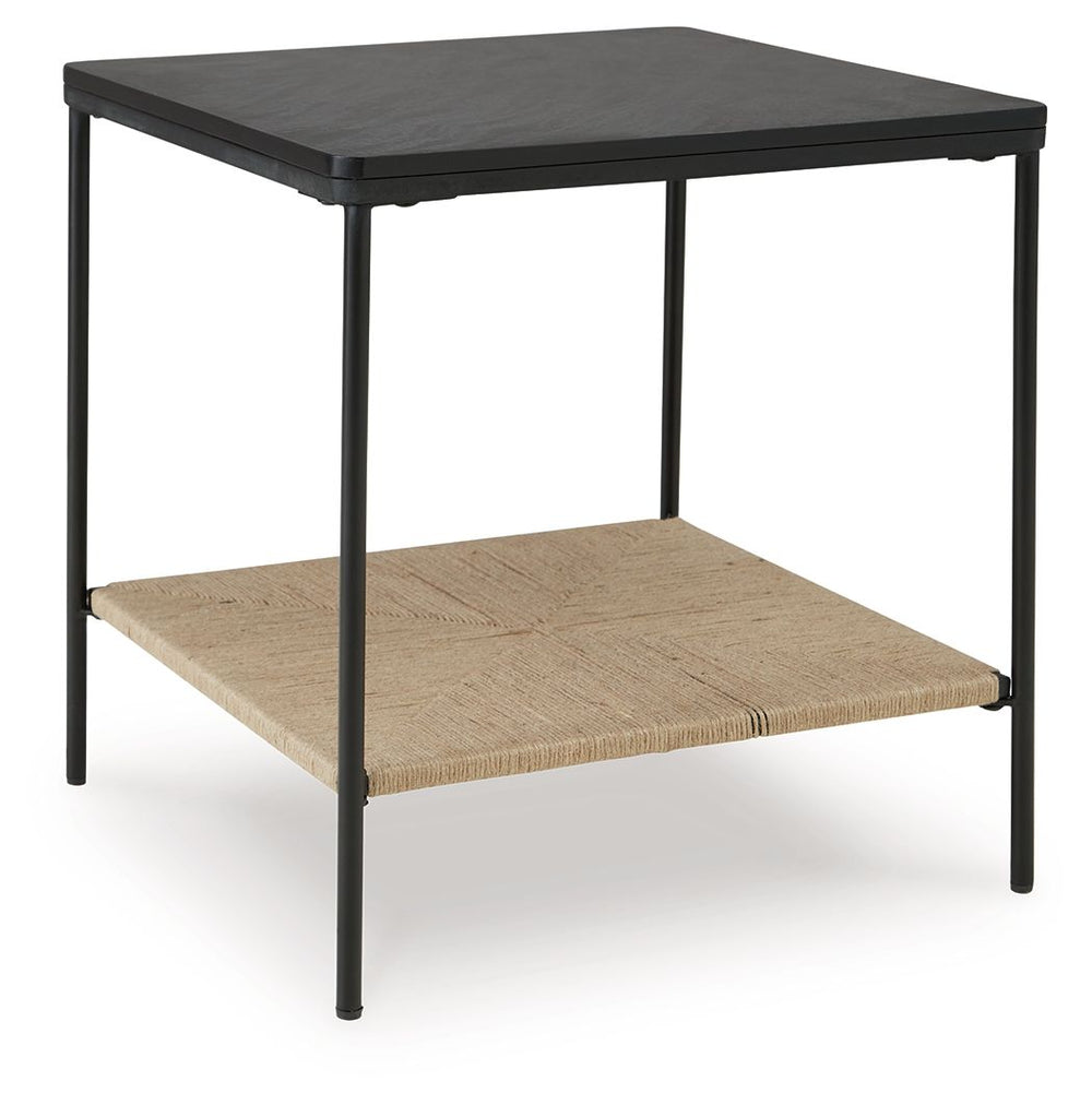 Seeking something outside the ordinary? Look no further than this casual mixed-media accent table. Its impressive black marble top and natural jute bottom shelf give the eclectic design that much more interest. Exuding a sense of ease that-'s sure to plea