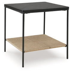 Seeking something outside the ordinary? Look no further than this casual mixed-media accent table. Its impressive black marble top and natural jute bottom shelf give the eclectic design that much more interest. Exuding a sense of ease that-'s sure to plea