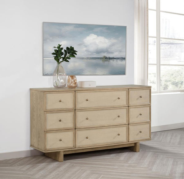  making it an essential piece for your bedroom. The beige oak finish exudes warmth and sophistication