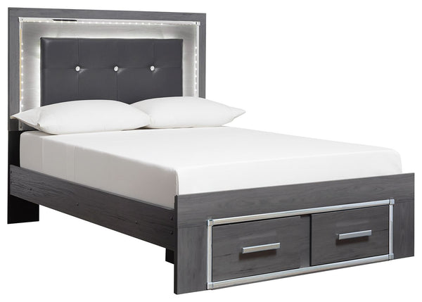 Lodanna - Gray - Full Panel Bed with Storage