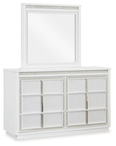 Transform your bedroom with the Chalanna dresser and mirror. Its modern design and glamorous details create a sophisticated retreat. The built-in LED lighting and rhinestone-framed drawers add style and practical storage. Let your sanctuary shineâ€”and ne