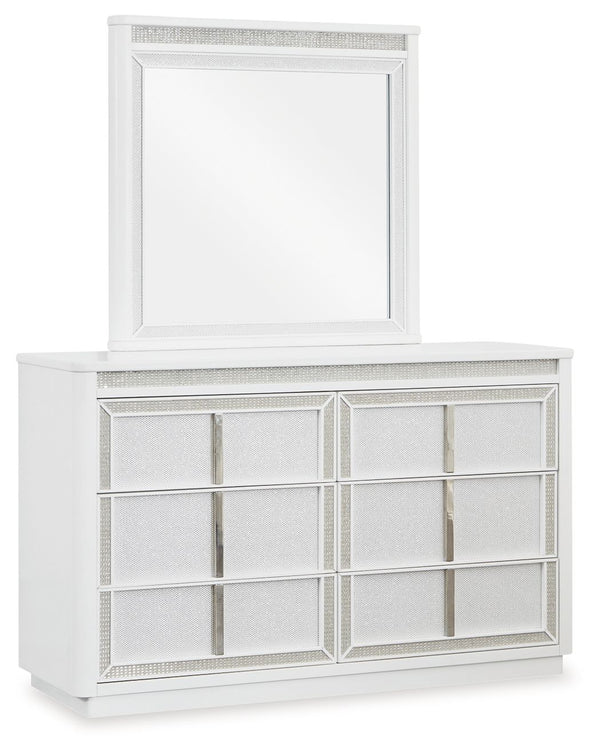 Transform your bedroom with the Chalanna dresser and mirror. Its modern design and glamorous details create a sophisticated retreat. The built-in LED lighting and rhinestone-framed drawers add style and practical storage. Let your sanctuary shineâ€”and ne