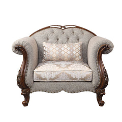 Miyeon - Chair w/1 Pillow - Fabric & Cherry - 48-"<br/><br/><b>Product Features</b><ul><li>Case: 1Pc/1Ctn</li><li>Finish: Fabric & Cherry</li><li>Style: Traditional</li><li>Materials: Upholstery, Solid Wood Trim & Leg</li></ul><br/>