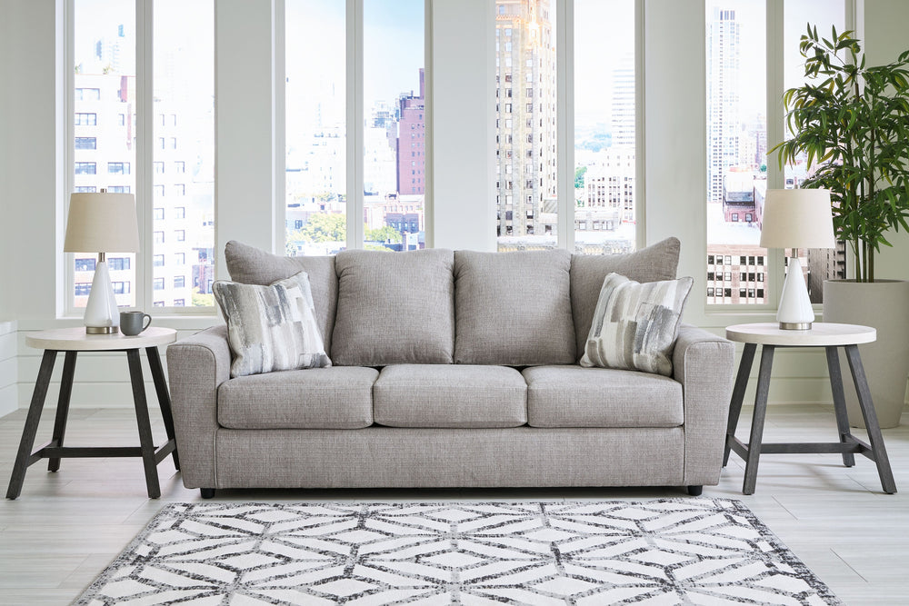 Whatâ€™s new in neutrals? Shades of gray, of course. Embrace the sophisticated design trend with this gorgeous sofa, which offers a clean-lined, contemporary style at a comfortably cool price. Sure to lift your spirits, the plush chenille fabric is fabulo