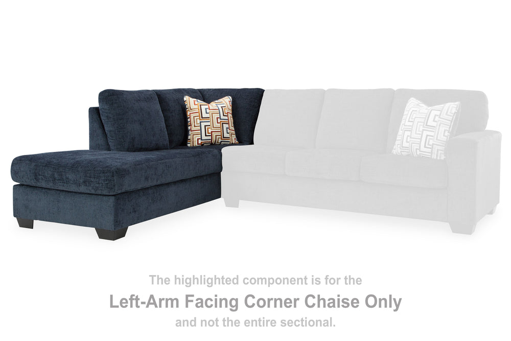 This left-arm facing sofa is made with polyester upholstery. Pairs with other items in the series to make a sectional.<br><br><b>Additional Dimensions</b><br><ul><li>Arm height: 25-"</li><li>Seat depth: 75-"</li><li>Seat height: 20-"</li><li>Top of cushio