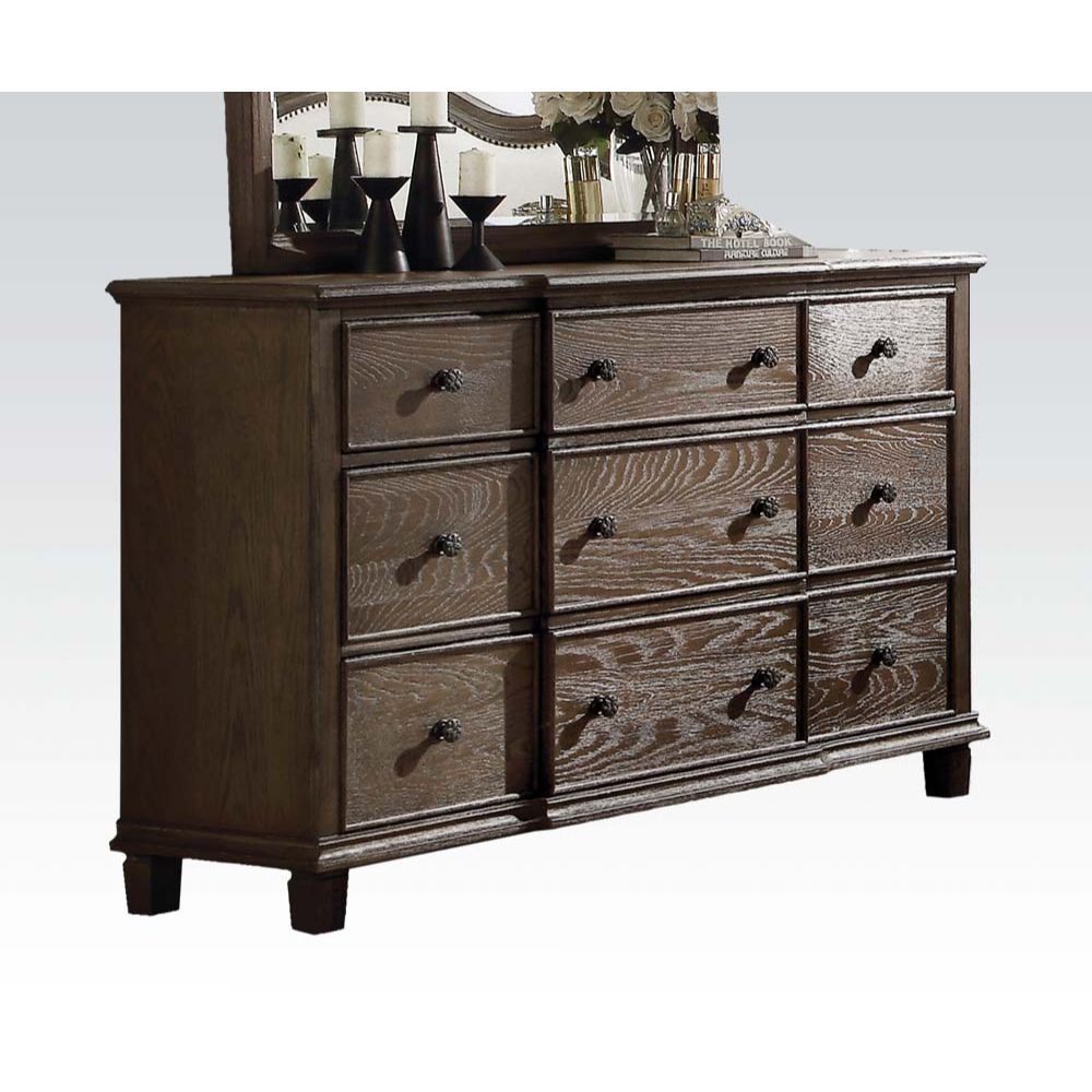 9 Drw Drawer: GLIDE Side Metal (Ball Bearing), DT French Front & English Back, Felt-Lined Top Drawer Top 3 Drawers Size: Small Left/Right 14-" x 13-" x 6-", Large Center 20-" x 13-" x 6-" (350 x 341 x 154 / 502 x 341 x 154mm) Bottom 6 Drawers Size: Small 