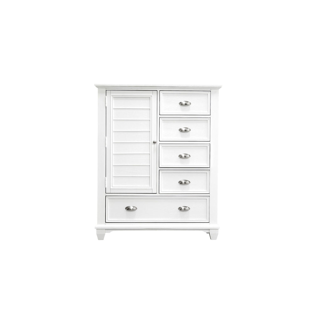 The Jamestown Door Chest in White is a perfect combination of durability, style, and practicality, designed to enhance any bedroom. Expertly crafted from solid Acacia, premium manufactured woods, and authentic Oak veneers, this door chest is built to last