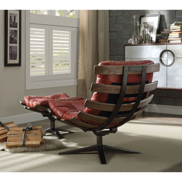 Gandy - Accent Chair - Antique Red Top Grain Leather
