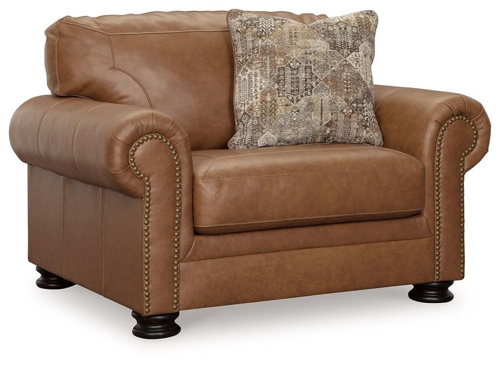 Merging traditional motifs with a modern hue, this living room set ties your transitional seating area together. Classic roll arms decorated with nailhead trim bookend the comfortable cushions for a bit of extra flair. Itâ€™s approachable, yet luxurious. 