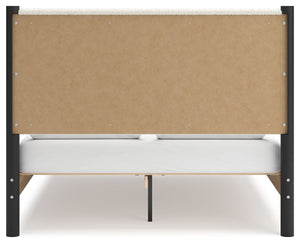 Cadmori - Black / White - Queen Upholstered Panel Bed