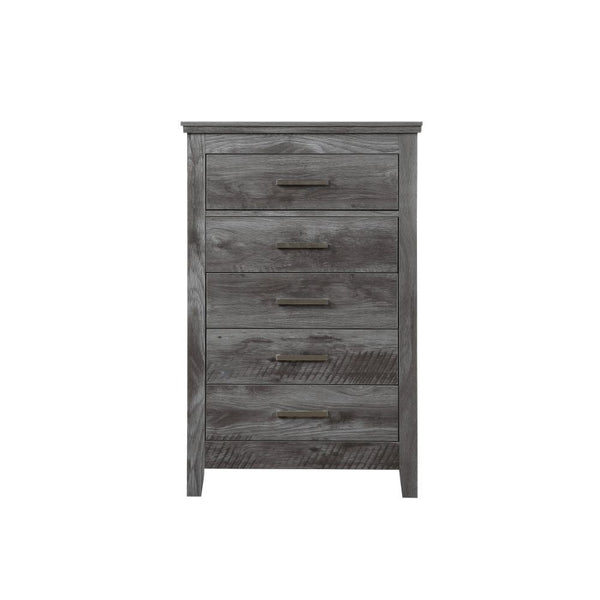 5 Drw Drawer: GLIDE) Undermount Center Metal (1/2 Ext.), DOVETAIL) English, INSIDE) Veneer Lined, Safety Stop Included, Manual-Close, Hardware: Single Pull-Handle<br/><br/><b>Product Features</b><ul><li>Case: 1Pc/1Ctn</li><li>Finish: Rustic Gray Oak</li><