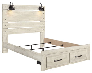 Cambeck - Whitewash - Queen Panel Bed with 2 Storage Drawers
