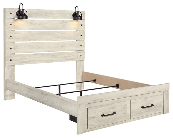 Cambeck - Whitewash - Queen Panel Bed with 2 Storage Drawers