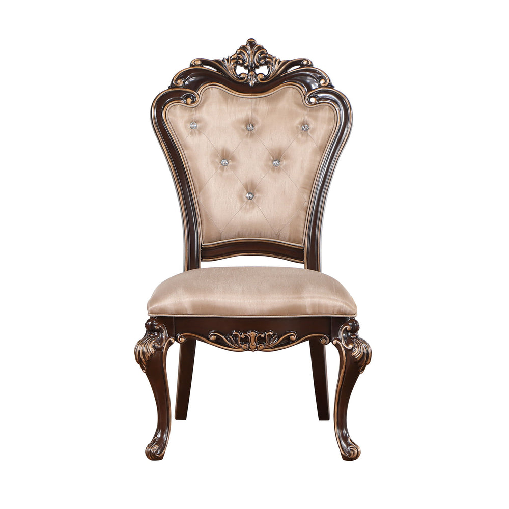 The Royal Classics Constantine Dining Side Chairs (Set of 2) in cherry combine heirloom craftsmanship with timeless design, making them an elegant addition to any dining room. Expertly crafted from solid pine and premium fancy face birch veneers, these ch