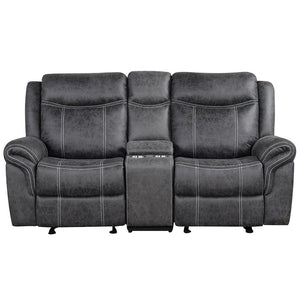 Zubaida - Power Motion Loveseat With USB - Dark Gray Polish Microfiber