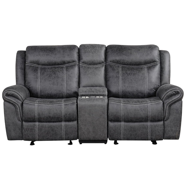 Zubaida - Power Motion Loveseat With USB - Dark Gray Polish Microfiber