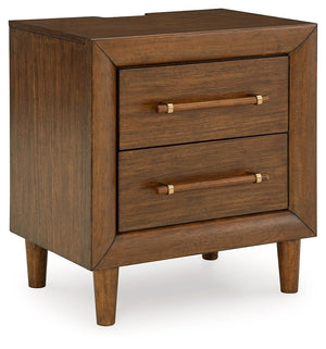 This nightstand is perfect for contemporary or mid-century interiors. Its wood-tone finish is versatile and timeless. Drawers with exquisite framing and elongated wooden pulls enhance the overall aesthetic, while USB charging keeps you connected. Whether 