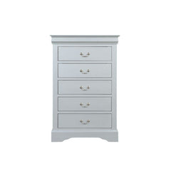 Bring casual elegance into your home with the Louis Phillipe chest. This chest is a piece that offers any bedroom a sophisticated look. Finished in classic finish with metal hardware, the simple moldings and luxurious pull handles add subtle style and app