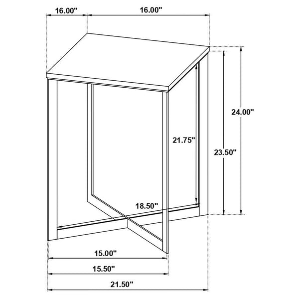 Tobin - Square Marble Top End Table - White And Black