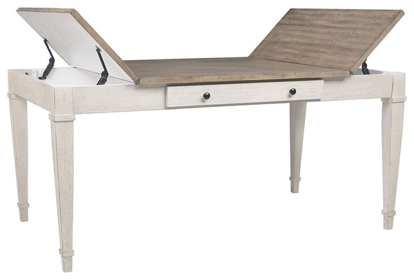  paired with a grayish white base with rub through effect for timeworn appe