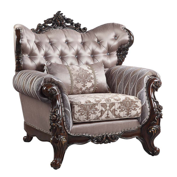 Enhance your formal living room with this elegant traditional 3-seater sofa. Part of the Wahkoowah collection, this sofa features an inner wooden frame that is sturdy. The outer wooden frame is finished with gold trimmings. Faux leather upholstery is used