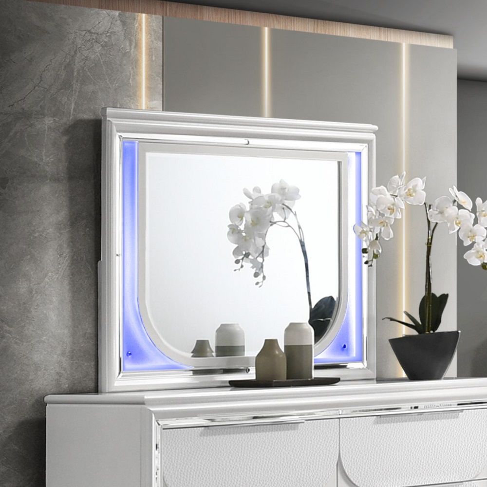 Modern & Elegant Design, Comfortable & Relaxing: LED Light provides soft light to create a relaxing room Durable & Long-Lasting Structure: Solid Wood & Composite Wood, Texture Increased Design: Mirror Trim Inlay