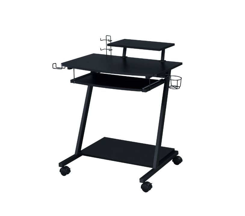 KDâ€¢ Rectangular Gaming Tableâ€¢ Storage: Open Compartmentâ€¢ Keyboard Tray Includedâ€¢ Wheel Includedâ€¢ Table Top Thickness: 15mm<br/><br/><b>Product Features</b><ul><li>Case: 1Pc/1Ctn</li><li>Finish: Black Finish</li><li>Style: Industrial</li><li>Mate