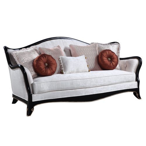 Popularized the Louis XV-era, cabriole style furniture creates a regal look, with its exposed wooden frame, and tight cushioning. This formal Nurmive collection adds a sense of provincial elegance in neutral beige upholstery. The backrests are enhanced wi