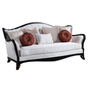 Popularized the Louis XV-era, cabriole style furniture creates a regal look, with its exposed wooden frame, and tight cushioning. This formal Nurmive collection adds a sense of provincial elegance in neutral beige upholstery. The backrests are enhanced wi
