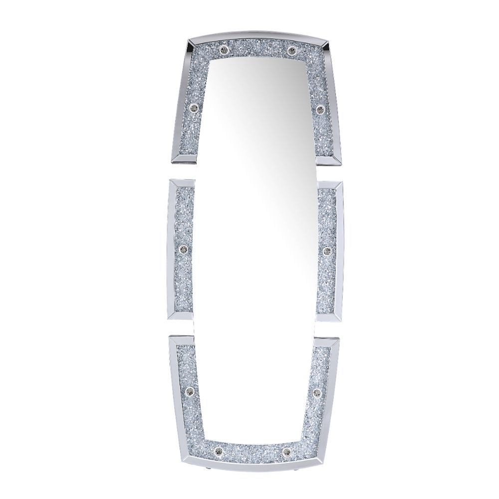 Noralie - Accent Floor Mirror - Mirrored & Faux Diamonds - 26-"<br/><br/><b>Product Features</b><ul><li>Accent Floor Mirror</li><li>Hollywood Lighted Mirror (Bulb Not Included)</li><li>Rectangular Shape</li><li>Beveled Mirrored Frame</li><li>Trim: Faux Di