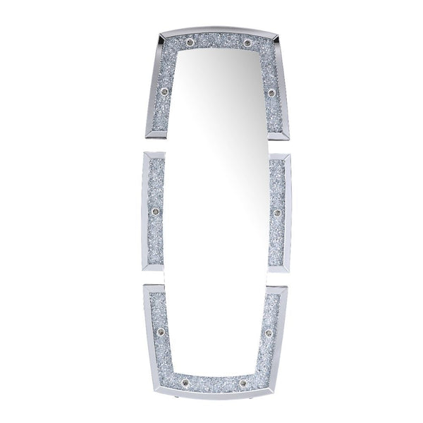 Noralie - Accent Floor Mirror - Mirrored & Faux Diamonds - 26-"<br/><br/><b>Product Features</b><ul><li>Accent Floor Mirror</li><li>Hollywood Lighted Mirror (Bulb Not Included)</li><li>Rectangular Shape</li><li>Beveled Mirrored Frame</li><li>Trim: Faux Di