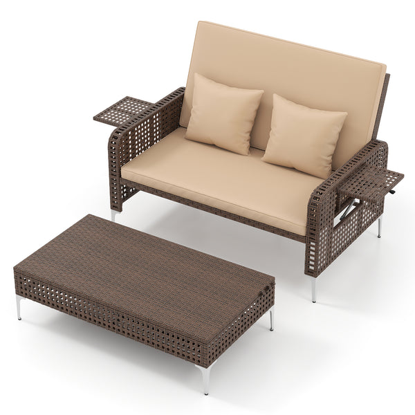 4-level adjustable backrest satisfies multiple relaxing demands<br>Heavy-duty metal frame with adjustable foot pads for strong support<br>Both the loveseat and ottoman can withstand 800 lbs heavy weight<br>Soft cushions and pillows for ultimate coziness<b