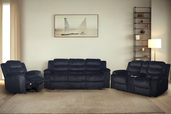 Willow - 3 Piece Sofa & Loveseat & Recliner - Black