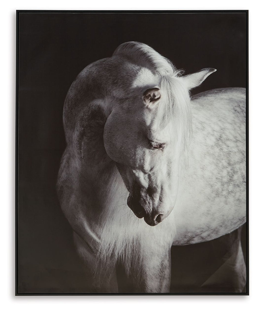 This wall art is a handsomely detailed addition to your wall decor. The black and white color grading adds an air of elegance to the portrait. Chic in casual and contemporary spaces alike, itâ€™s a graceful interpretation of equine beauty.<br/><br/><b>Pro