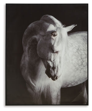 This wall art is a handsomely detailed addition to your wall decor. The black and white color grading adds an air of elegance to the portrait. Chic in casual and contemporary spaces alike, itâ€™s a graceful interpretation of equine beauty.<br/><br/><b>Pro