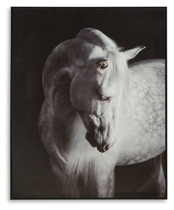 This wall art is a handsomely detailed addition to your wall decor. The black and white color grading adds an air of elegance to the portrait. Chic in casual and contemporary spaces alike, itâ€™s a graceful interpretation of equine beauty.<br/><br/><b>Pro