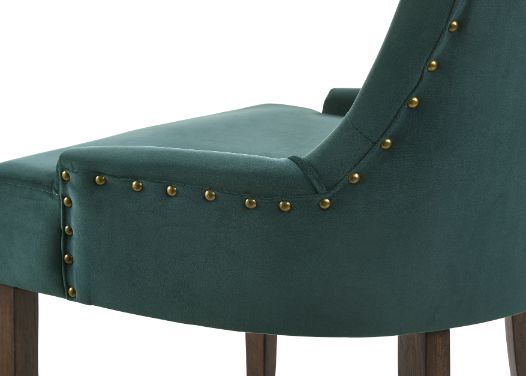 Farren - Side Chair (Set of 2) - Green Velvet & Weathered Oak