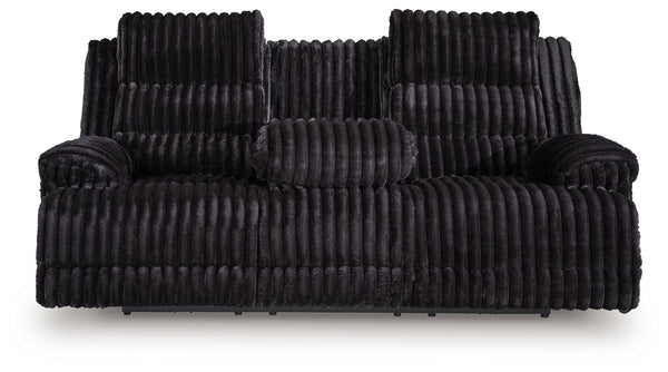 Rhine Falls - Onyx - Reclining Power Sofa With Drop Down Table
