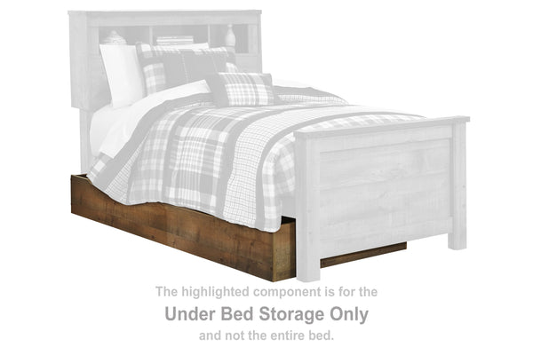  plank-style details and nailhead trim pay homage to reclaimed barn wood