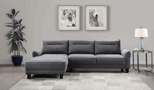  available in grey or white. The fuzzy teddy bear-like textured fabric upholstery creates a cozy atmosphere. The softly rounded arms and welt framed reversible back cushions add a touch of