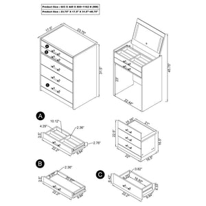 Danbury - 3-Drawer Makeup Vanity & Stool Set - Black High Gloss