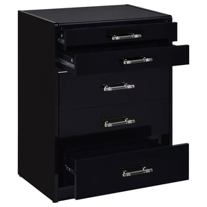 Danbury - 3-Drawer Makeup Vanity & Stool Set - Black High Gloss